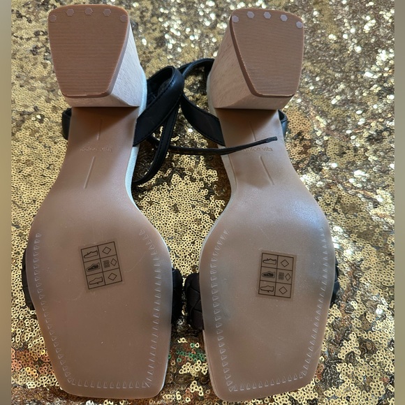 NWT. DOLCE VITA Maren Block Wood Heel Sandals - BLACK - Picture 8 of 16